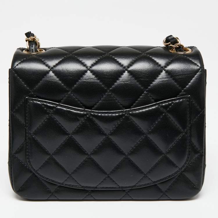 Pre Owned Chanel Black Quilted Leather Mini Square Classic Flap Bag