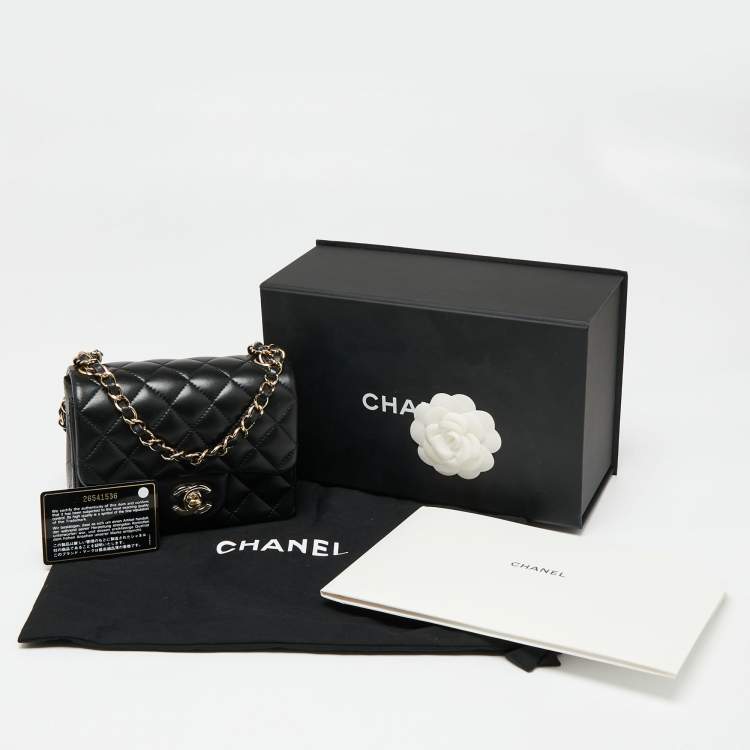 Pre Owned Chanel Black Quilted Leather Mini Square Classic Flap Bag