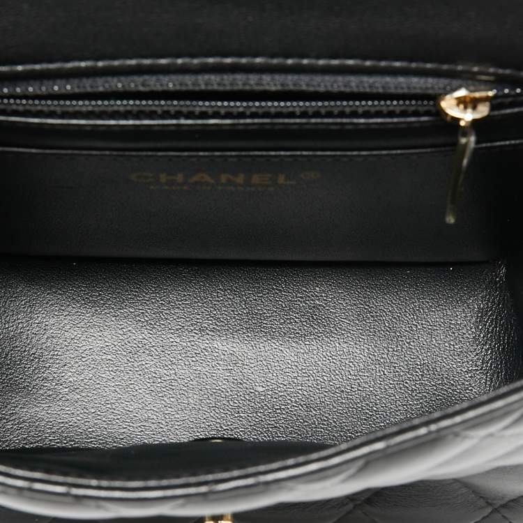 Pre Owned Chanel Black Quilted Leather Mini Square Classic Flap Bag