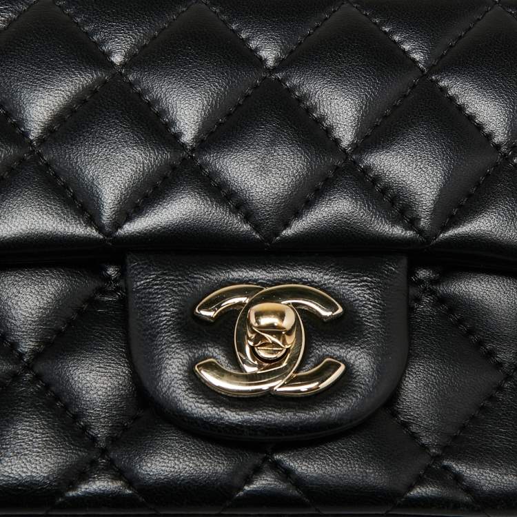 Pre Owned Chanel Black Quilted Leather Mini Square Classic Flap Bag