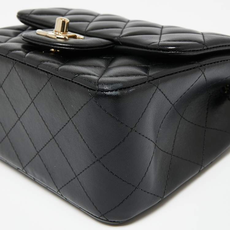 Pre Owned Chanel Black Quilted Leather Mini Square Classic Flap Bag
