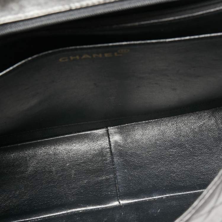 Pre Owned Chanel Black Quilted Leather Jumbo Classic Single Flap Bag
