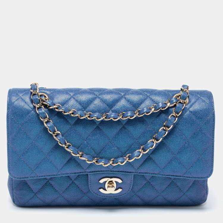Chanel Iridescent Blue Quilted Caviar Leather Medium Classic Double Flap  Bag Chanel | The Luxury Closet