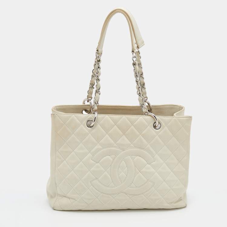 Chanel Off White Quilted Caviar Leather Grand Shopping Tote Chanel | The  Luxury Closet