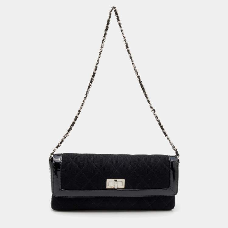 Chanel Black Quilted Fabric And Patent Leather Reissue Chain
