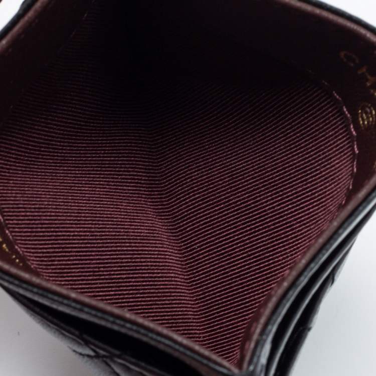 Pre Owned Chanel Black Quilted Lambskin Leather Classic Card Holder