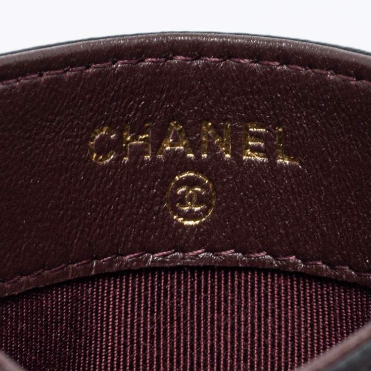 Pre Owned Chanel Black Quilted Lambskin Leather Classic Card Holder
