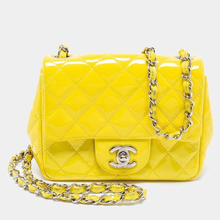 Chanel Yellow Patent Classic Wallet on Chain
