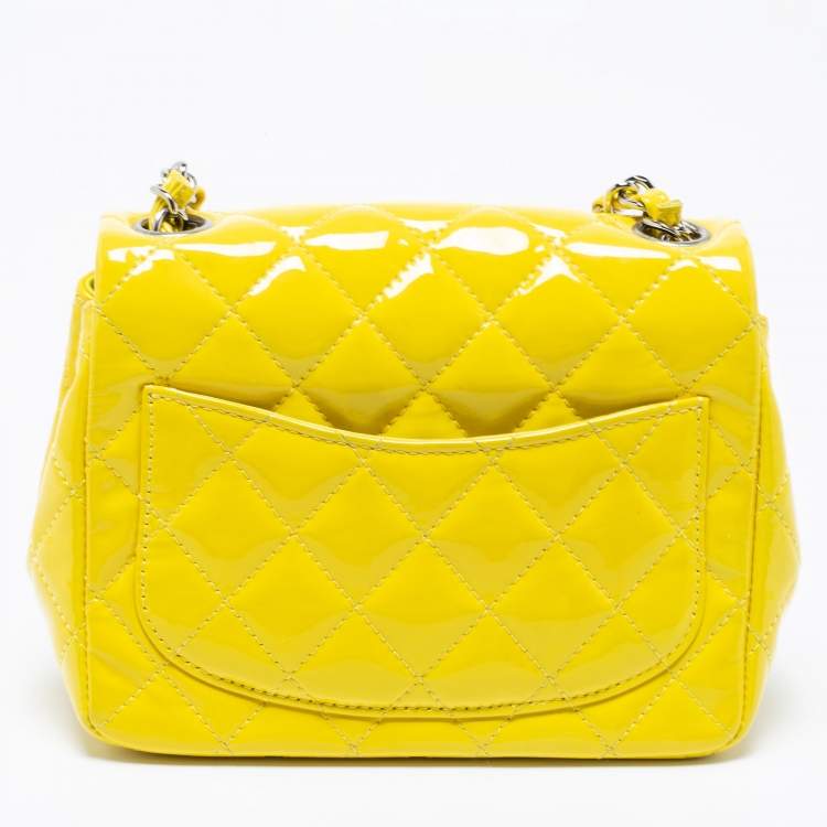 مملوكة مسبقًا Chanel Yellow Quilted Patent Mini Square Classic Flap Bag