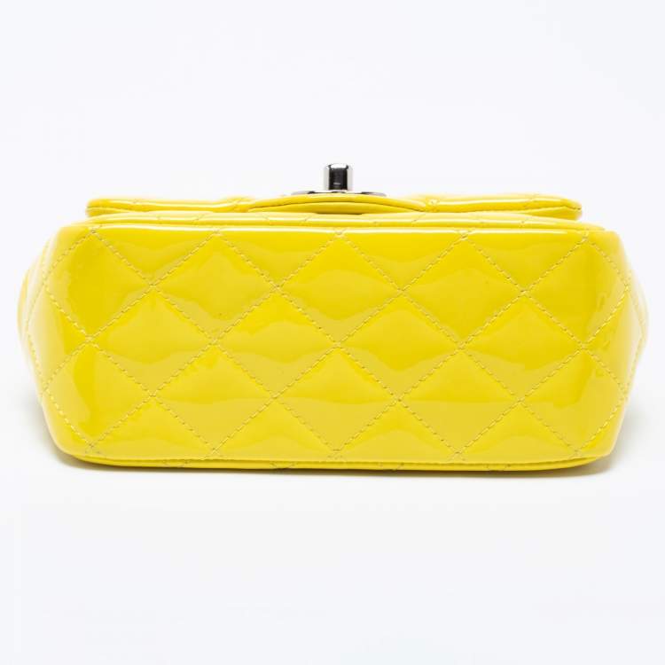 مملوكة مسبقًا Chanel Yellow Quilted Patent Mini Square Classic Flap Bag
