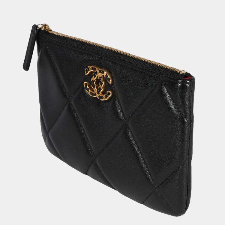 CHANEL, Bags, Chanel Black Lambskin Quilted 9 O Case