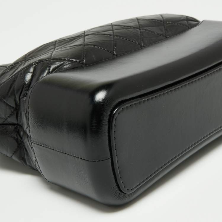 Pre Owned Chanel Black Quilted Aged Leather Gabrielle Hobo 