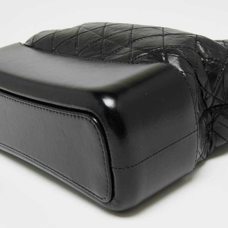Pre Owned Chanel Black Quilted Aged Leather Gabrielle Hobo 