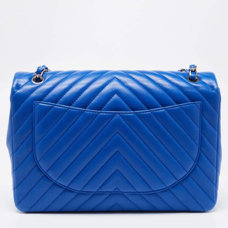 Pre Owned Chanel Blue Quilted Leather Maxi Classic Single Flap Bag