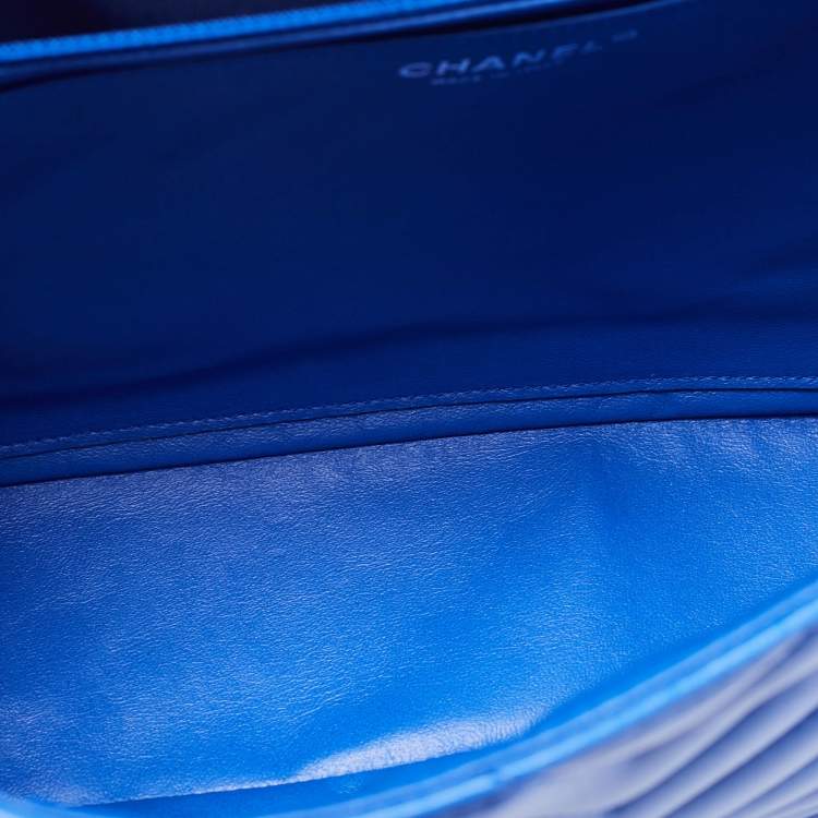 Pre Owned Chanel Blue Quilted Leather Maxi Classic Single Flap Bag