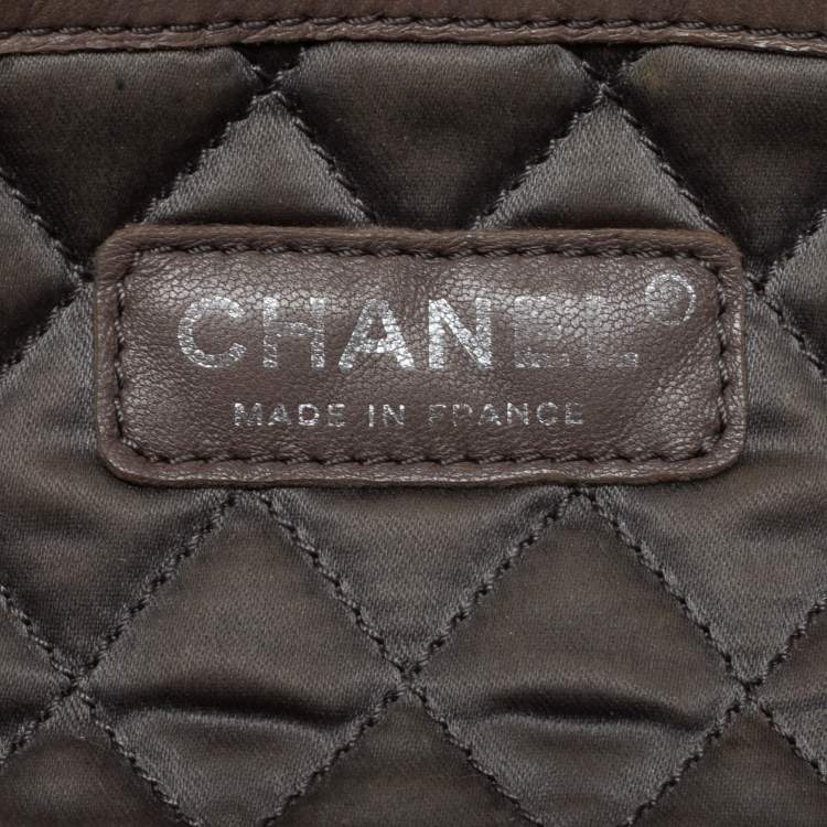 Pre Owned Chanel Light Gold Crinkled Leather Medium Classic Single Flap Bag