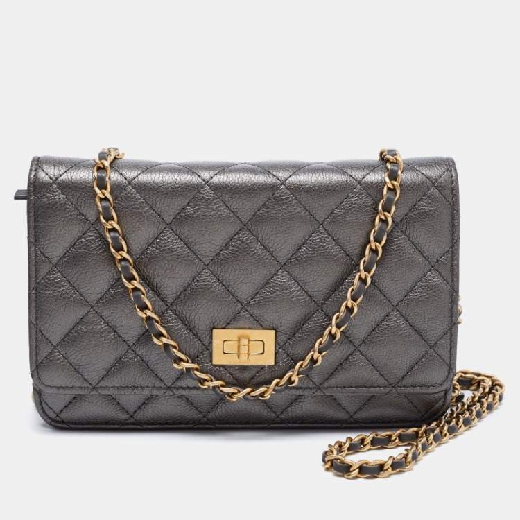 Chanel Metallic Grey Quilted Leather Reissue 2.55 Wallet On Chain Chanel |  The Luxury Closet