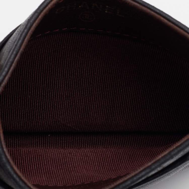 Pre Owned Chanel Black Quilted Leather CC Card Case