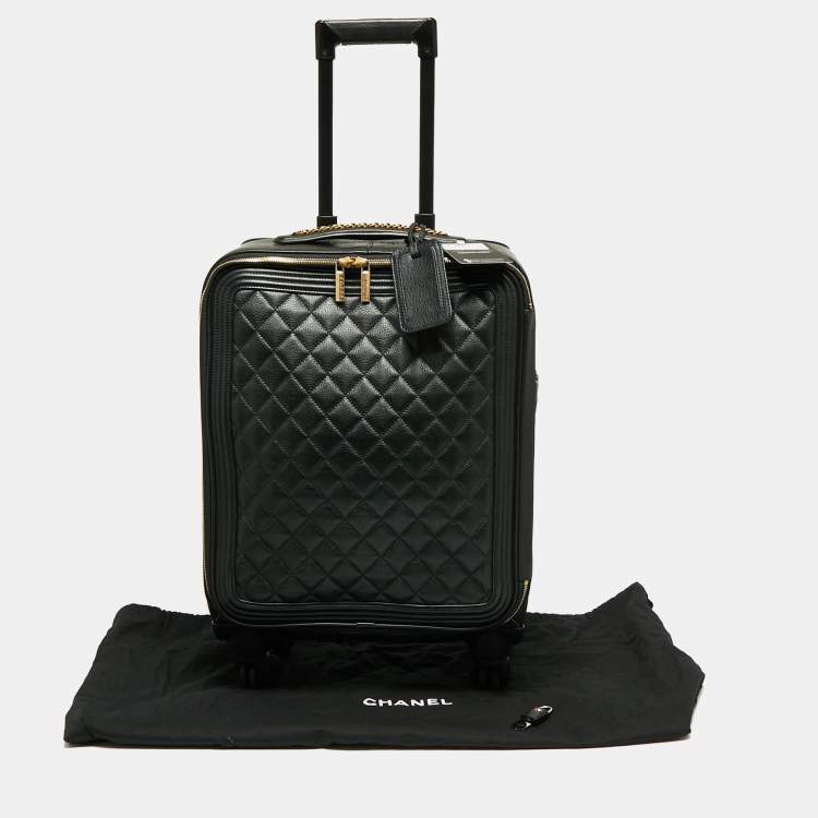 Pre Owned Chanel Black Quilted Leather Coco Case Trolley