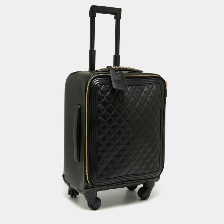 Pre Owned Chanel Black Quilted Leather Coco Case Trolley