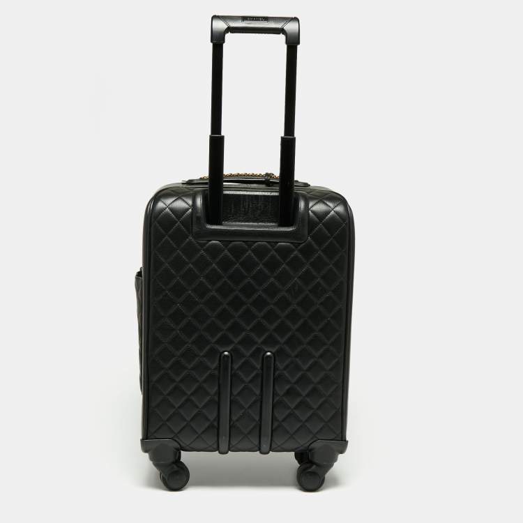 Pre Owned Chanel Black Quilted Leather Coco Case Trolley