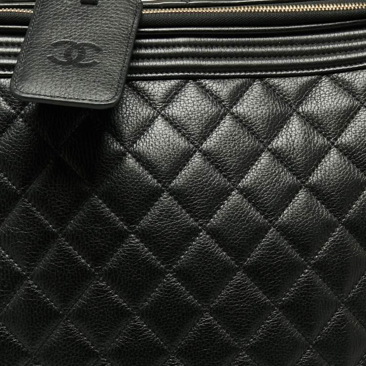 Pre Owned Chanel Black Quilted Leather Coco Case Trolley