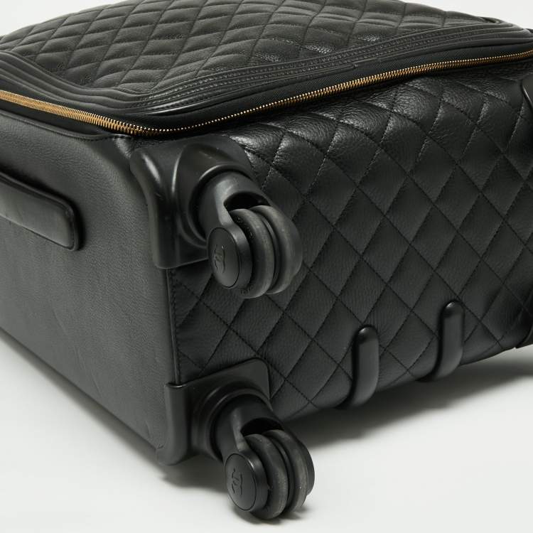 Pre Owned Chanel Black Quilted Leather Coco Case Trolley