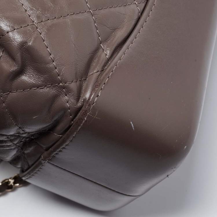 Pre Owned Chanel Taupe Leather Small Gabrielle Backpack