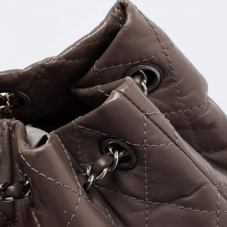 Pre Owned Chanel Taupe Leather Small Gabrielle Backpack