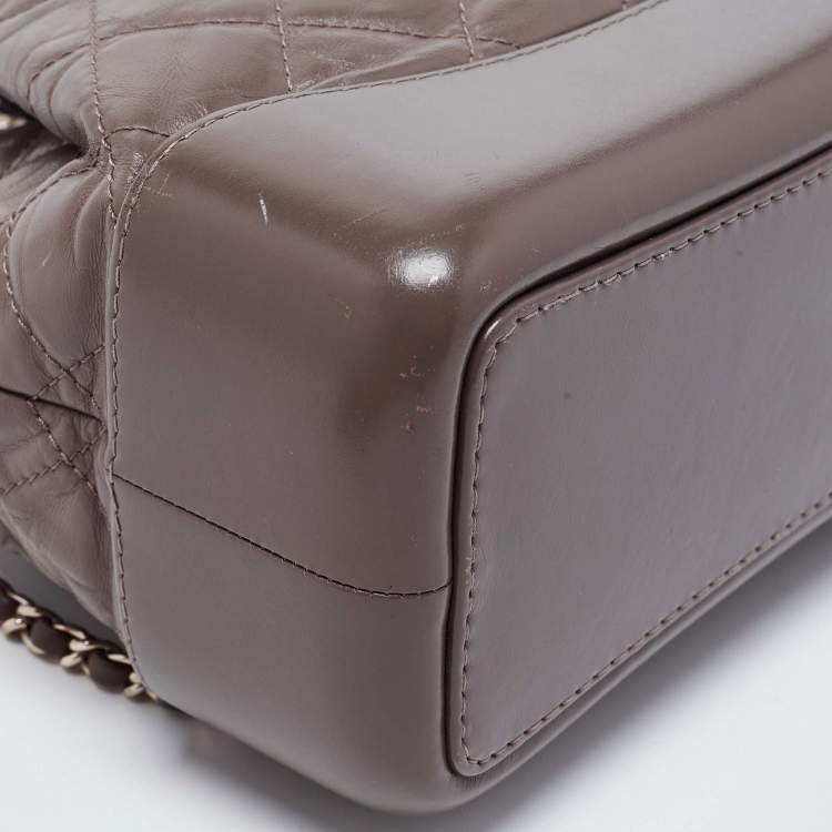 Pre Owned Chanel Taupe Leather Small Gabrielle Backpack