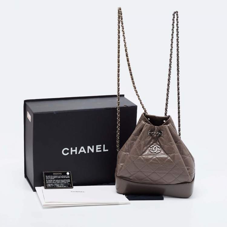 Pre Owned Chanel Taupe Leather Small Gabrielle Backpack