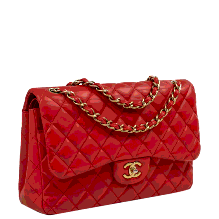 Chanel Red Lambskin Leather Timeless Jumbo Double Flap Shoulder Bag Chanel