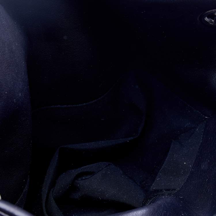 Pre Owned Chanel Black Quilted Leather Small Drawstring CC Flap Backpack 