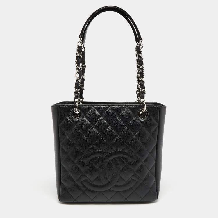 Chanel Black Quilted Caviar Leather Petite Shopper Tote Chanel