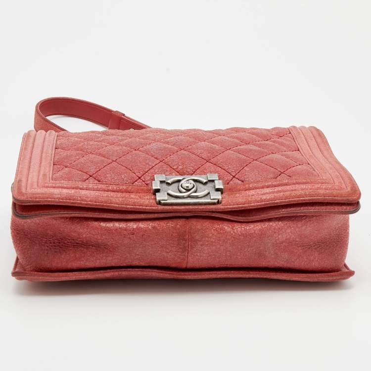 Pre Owned Chanel Rust Leather Gentle Boy Shoulder Bag