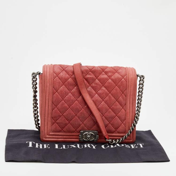 Pre Owned Chanel Rust Leather Gentle Boy Shoulder Bag