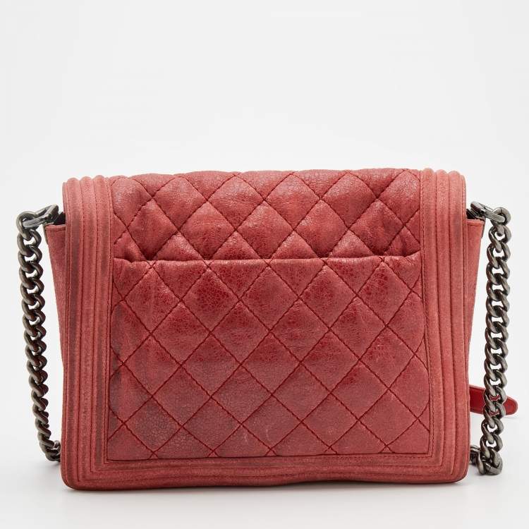 Pre Owned Chanel Rust Leather Gentle Boy Shoulder Bag