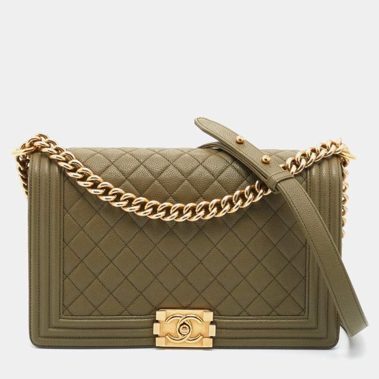 Chanel Khaki Quilted Caviar Leather New Medium Boy Flap Bag Chanel | The  Luxury Closet