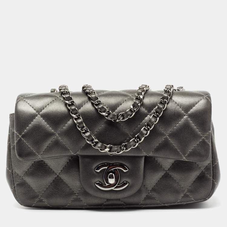 Chanel Metallic Grey Quilted Leather Extra Mini Classic Flap Bag Chanel |  The Luxury Closet