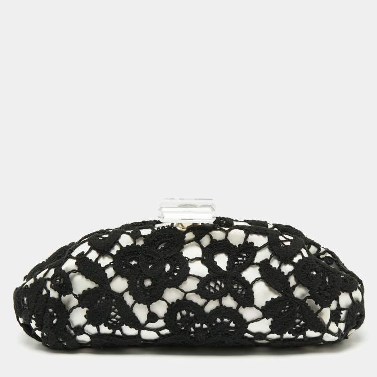 Chanel black and online white clutch