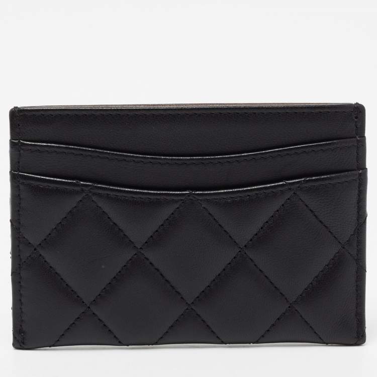 Pre Owned Chanel Black Quilted Leather Classic Card Holder