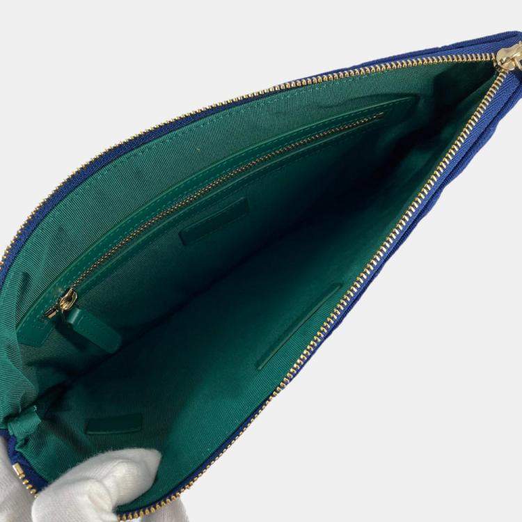 Chanel Blue Canvas Matelasse Clutch Bag Chanel