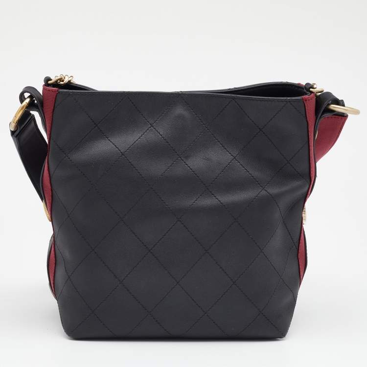 Pre Owned Chanel Black Quilted Leather Button Up Hobo