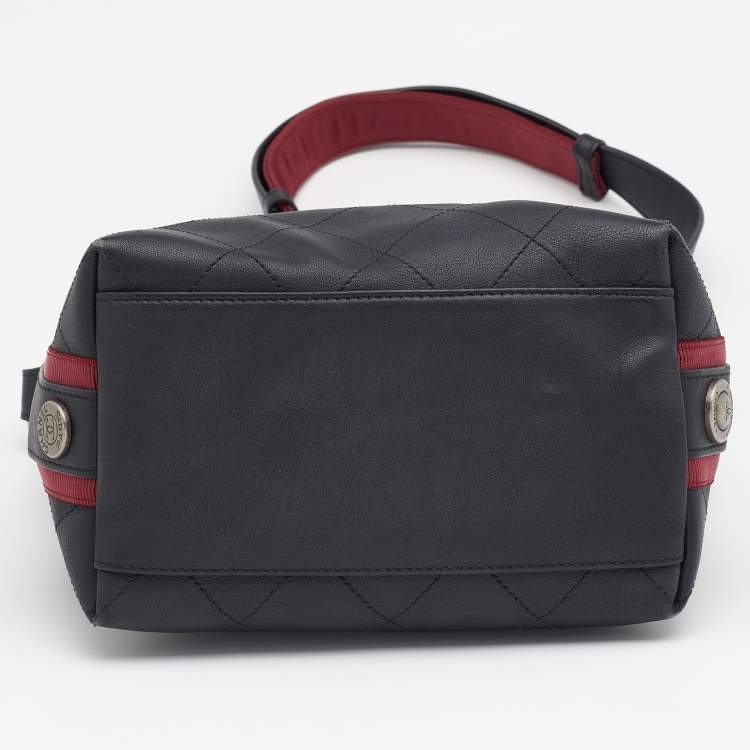 Pre Owned Chanel Black Quilted Leather Button Up Hobo