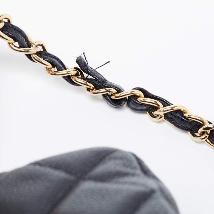 Pre Owned Chanel Black Quilted Caviar Leather Maxi Classic Single Flap Bag