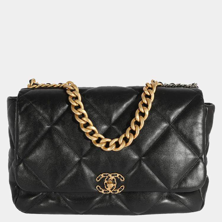 Chanel Lambskin Quilted Large Chanel 19 Flap Black