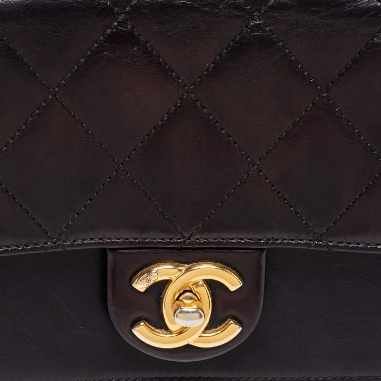 Pre Owned Chanel Black Quilted Leather Small  Straight Line Bag