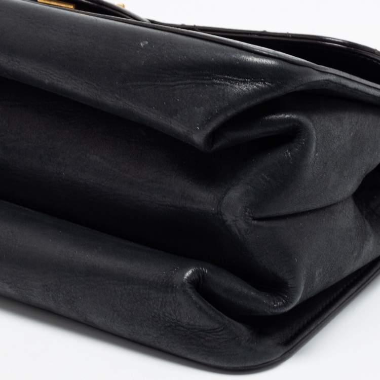 Pre Owned Chanel Black Quilted Leather Small  Straight Line Bag