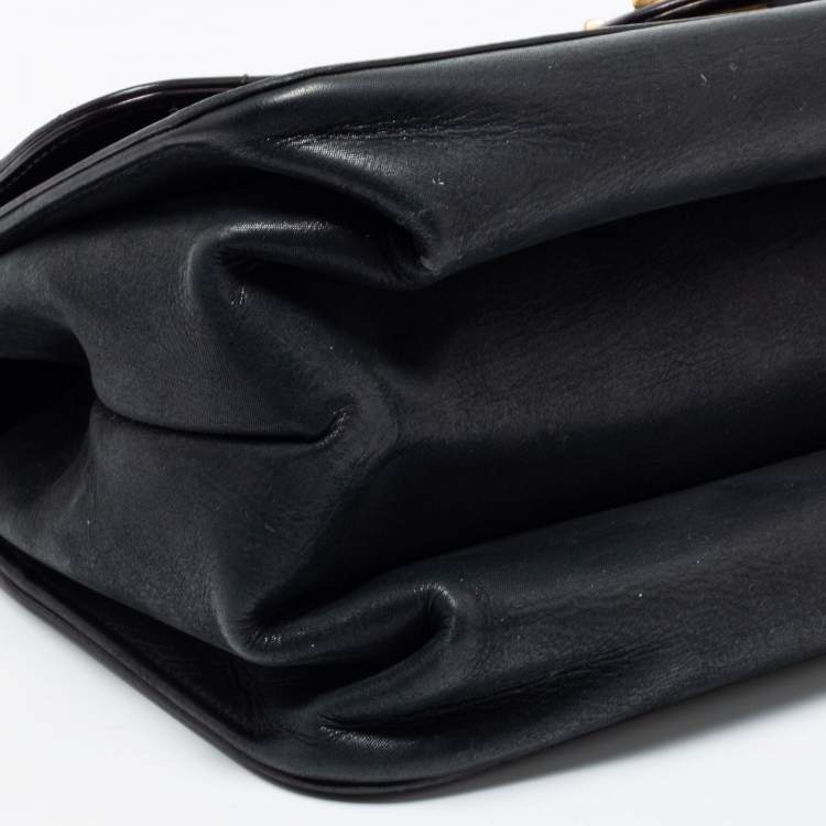 Pre Owned Chanel Black Quilted Leather Small  Straight Line Bag