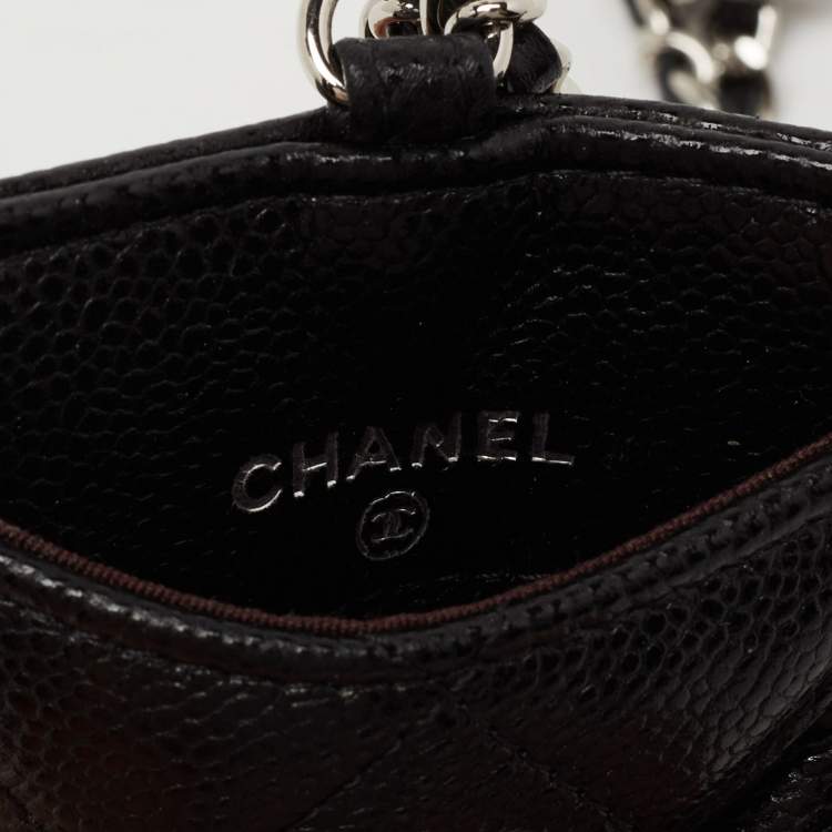Pre Owned Chanel Black Quilted Leather Infinity Lanyard ID Card Holder